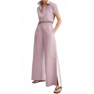 NEW ARLO MOTT baxter side button pants in rose stripe